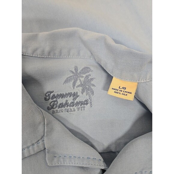 Tommy Bahama Original Fit Button Down Short Sleeve Shirt 100% Silk Blue Men's L - Picture 4 of 8